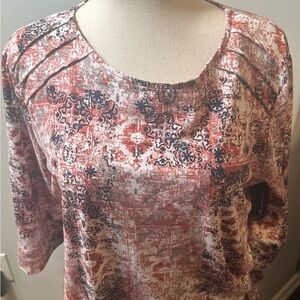Elegant Women's Blouse with Red and Black Pattern
